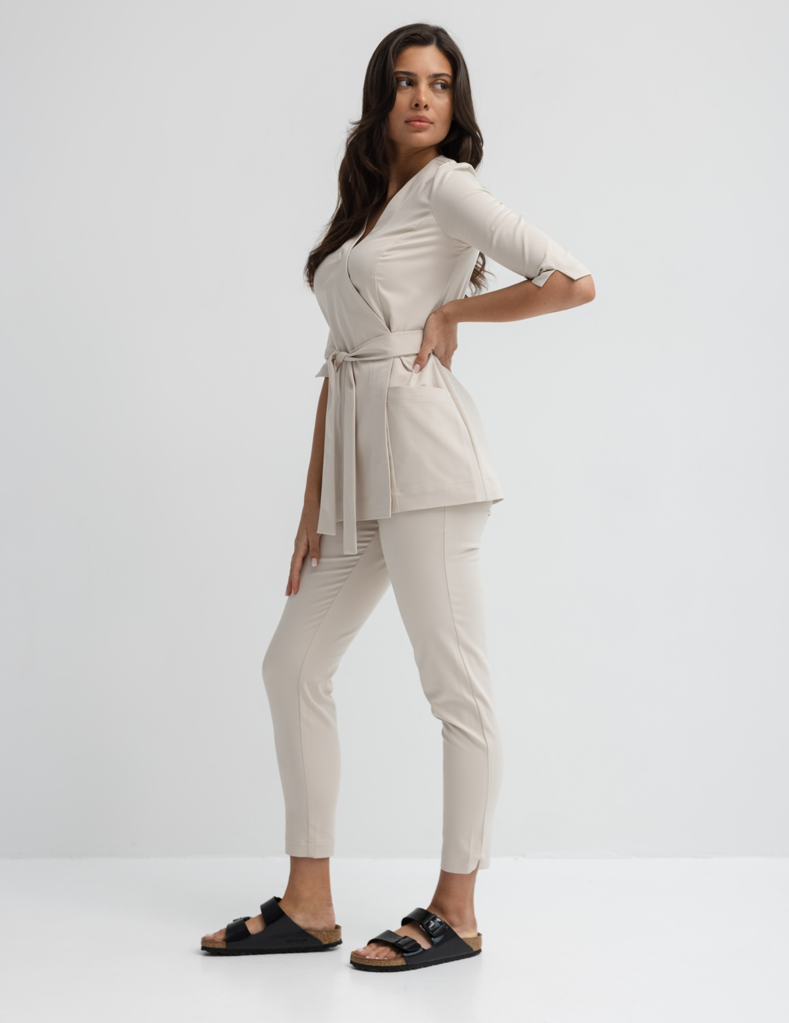 Dámske Lekárske Nohavice Slim Fit - Nude