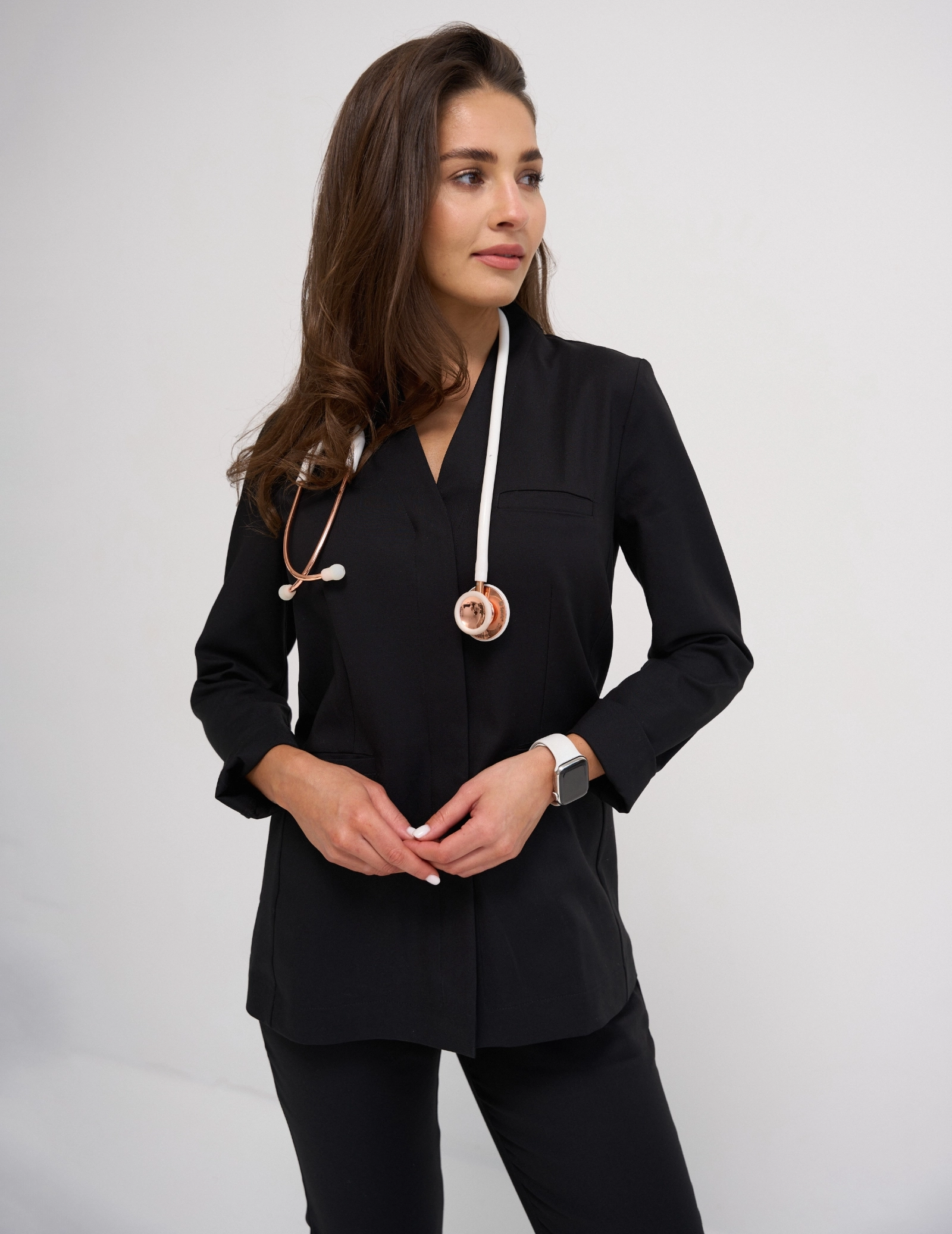 Bluza medyczna wiązana Rosalie - WOODROSE