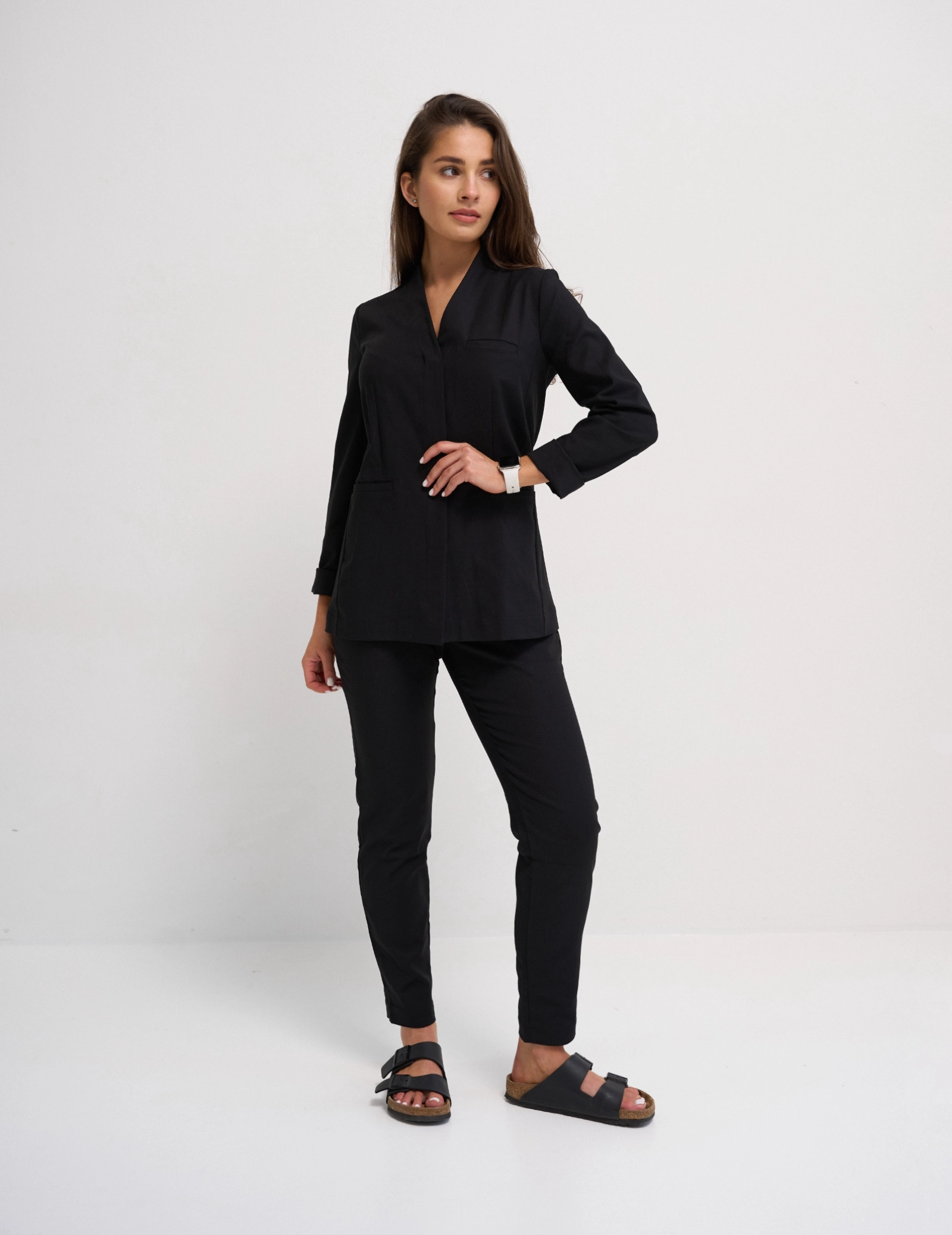 Bluza medyczna wiązana Rosalie - WOODROSE