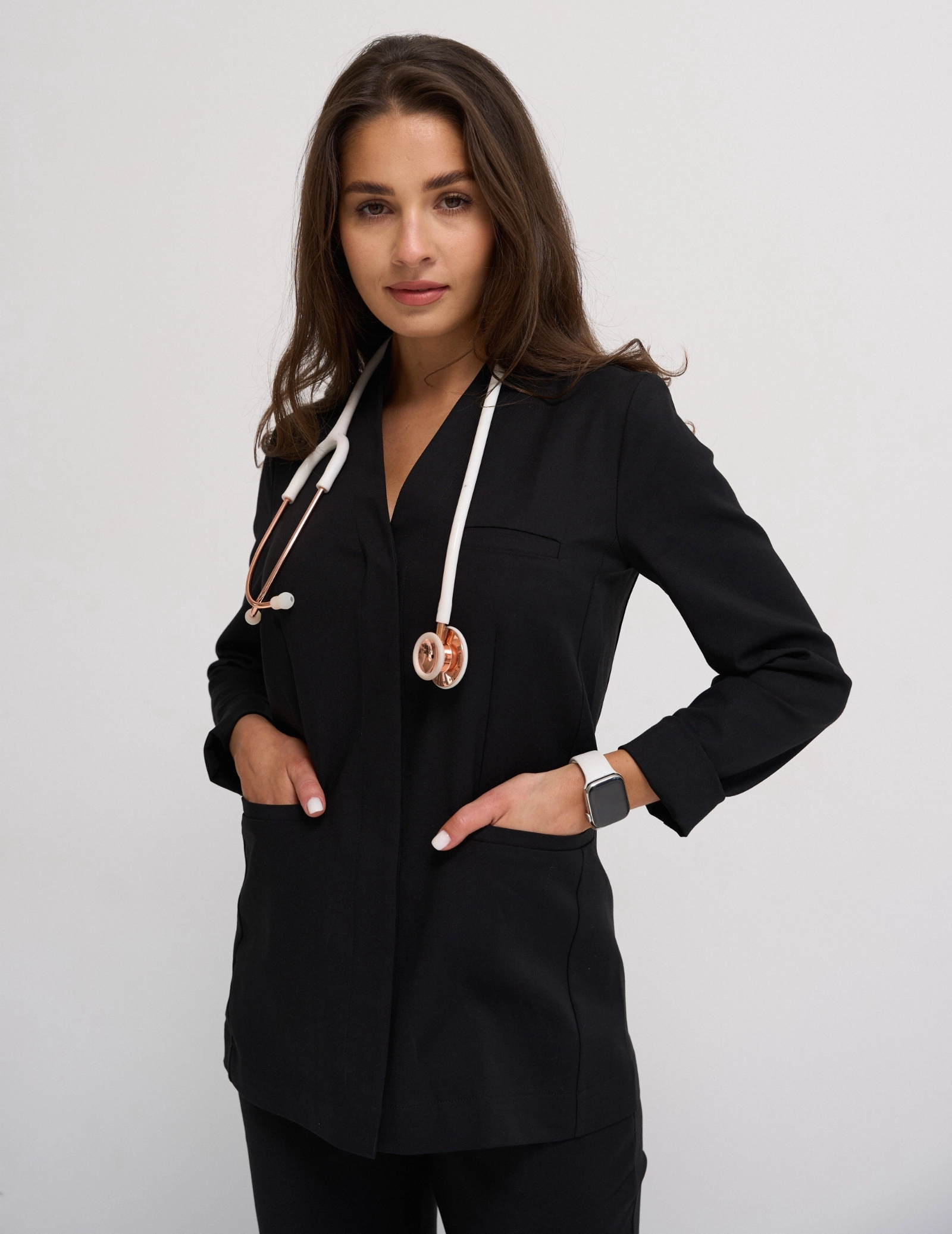 Bluza medyczna wiązana Rosalie - WOODROSE