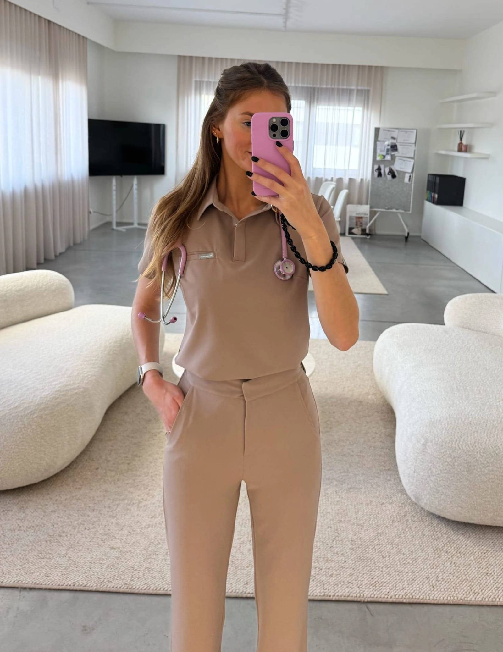 Lekárska Mikina Polo - BEIGE