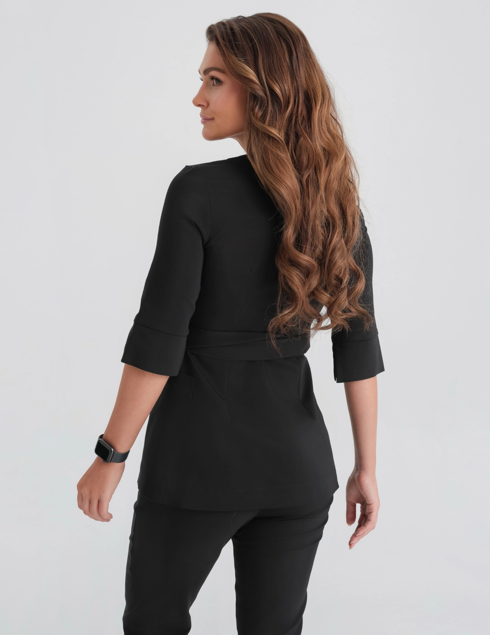 Viazaná lekárska blúzka Rosalie - TRUE BLACK