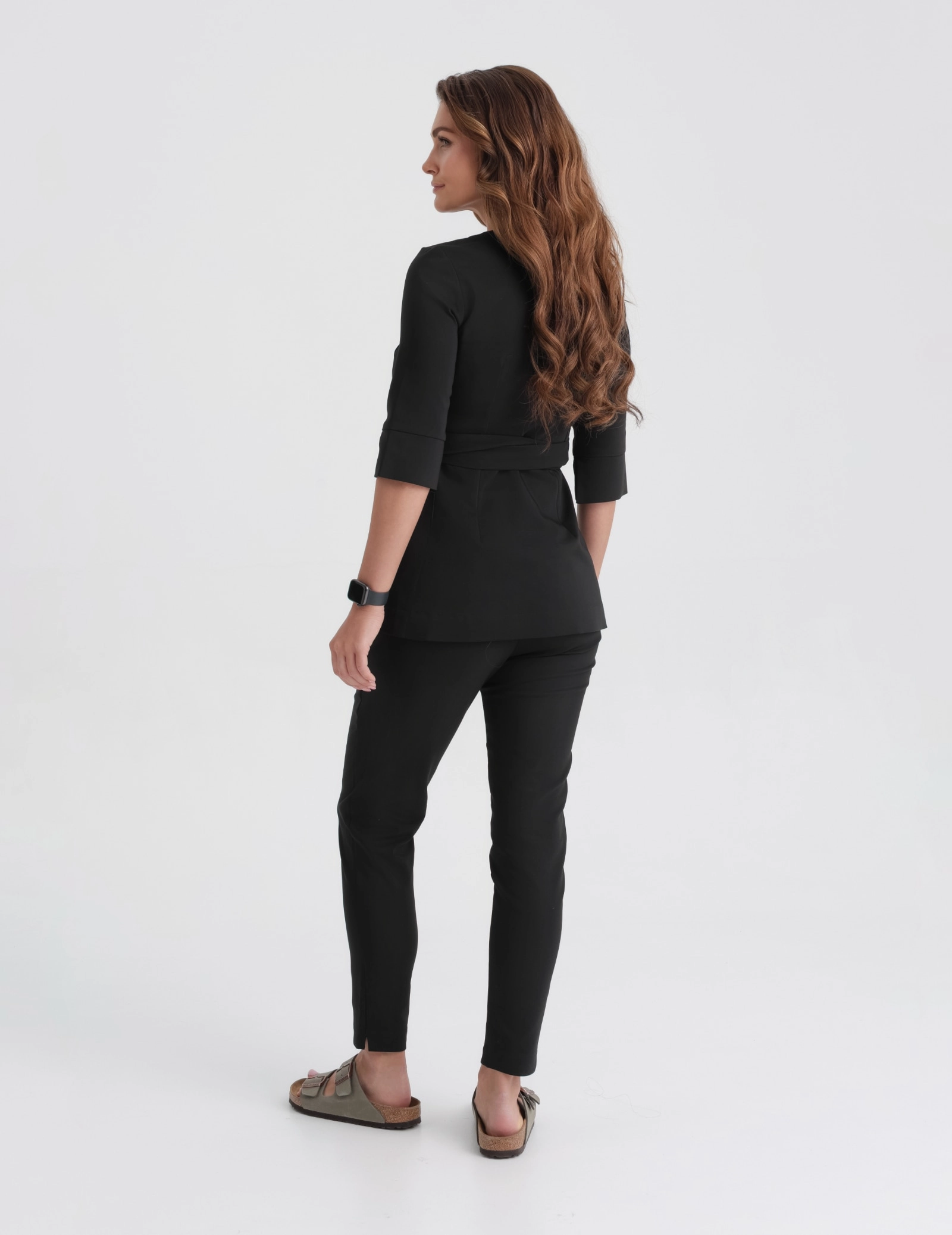 Viazaná lekárska blúzka Rosalie - TRUE BLACK