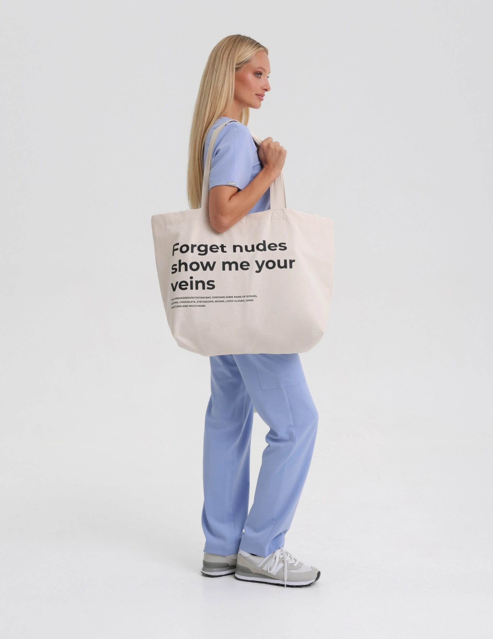 Oversize Taška Shopper "Forget nudes show me your veins"