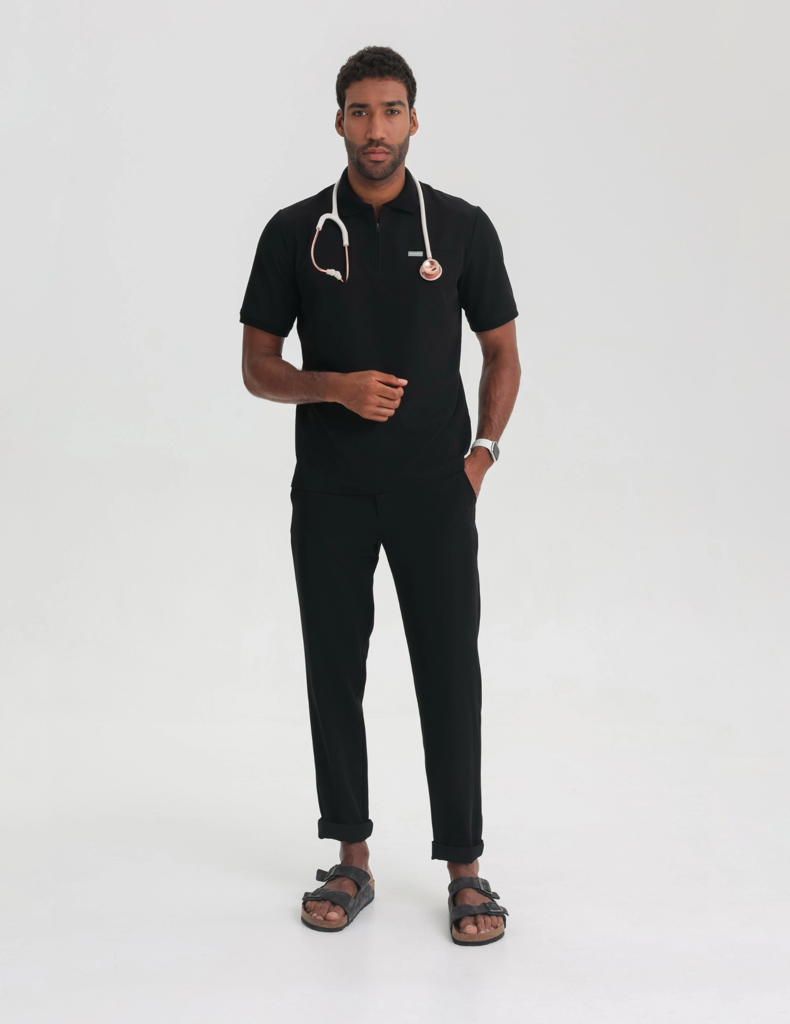 Pánska Lekárska Mikina Polo - BLACK Pánska Lekárska Mikina Polo - BLACK