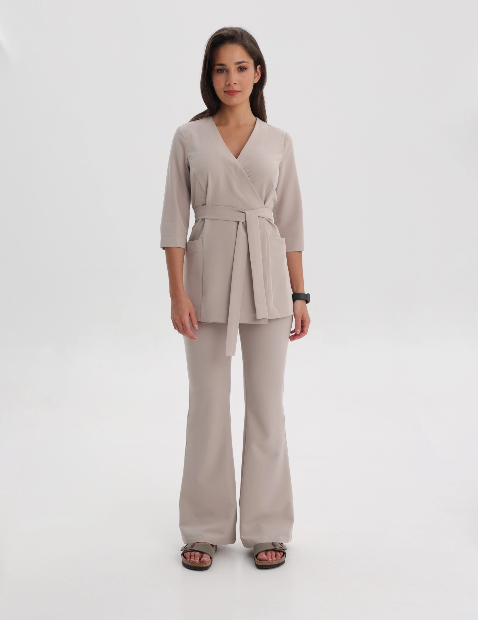 Lekárska Mikina na viazanie Rosalie - COCONUT