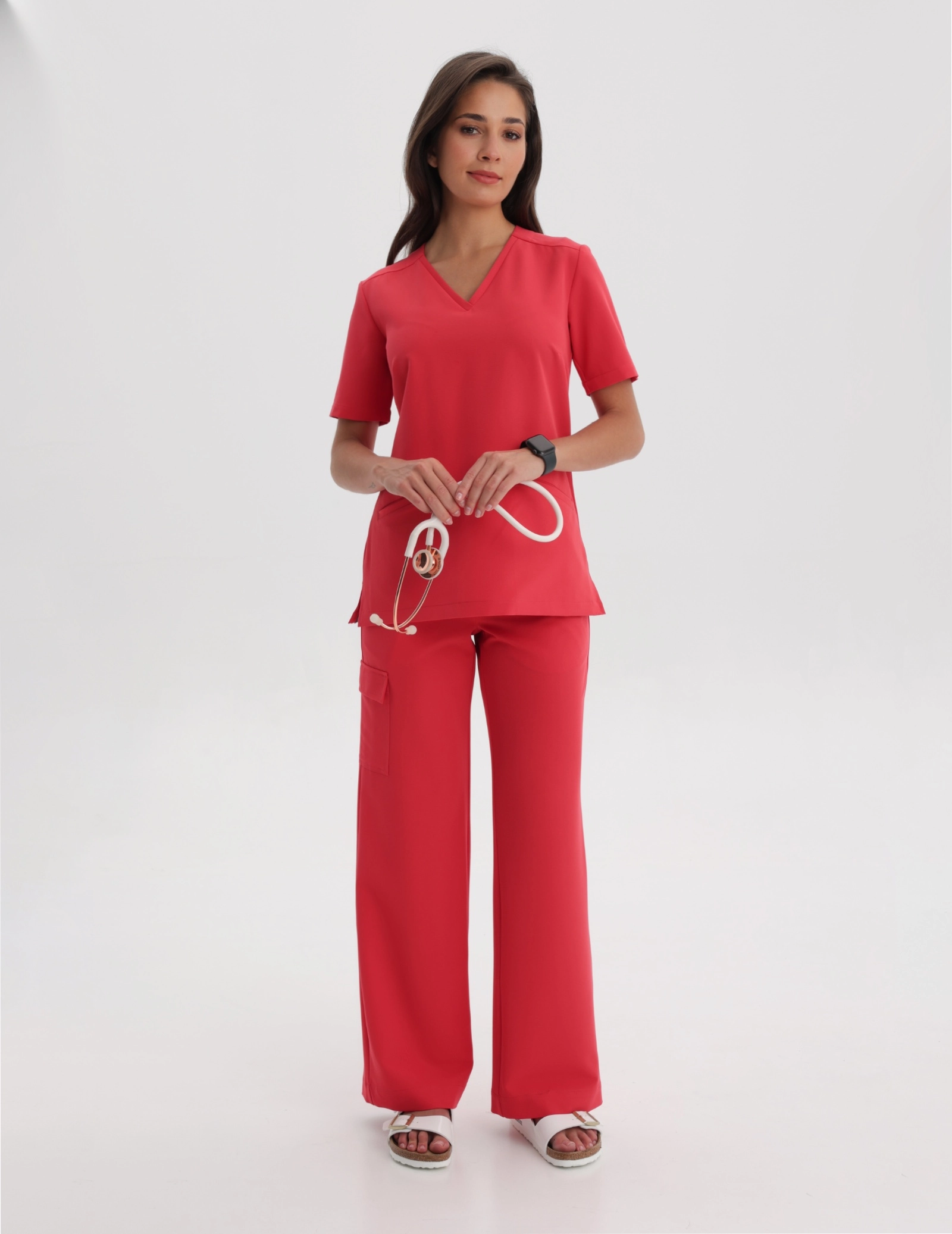 Dámske Lekárske Nohavice Yoga - POP RED