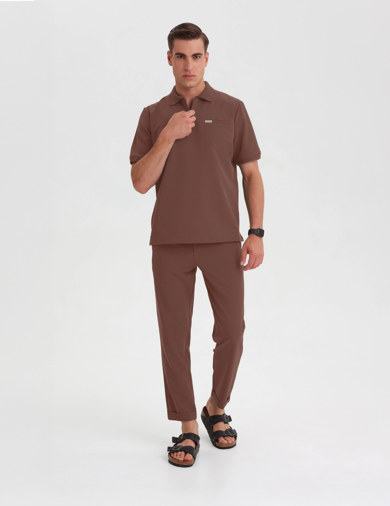 Pánska Lekárska Mikina Polo - MILKY BROWN