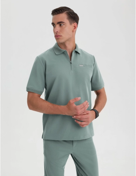 Pánska Lekárska Mikina Polo - DUSTY GREEN