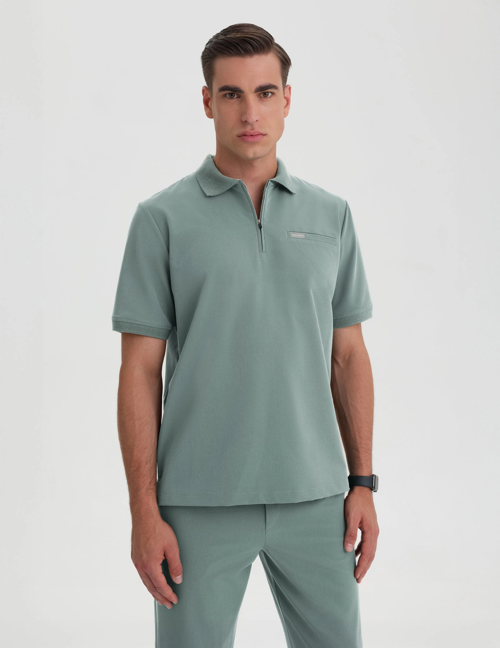 Pánska Lekárska Mikina Polo - DUSTY GREEN