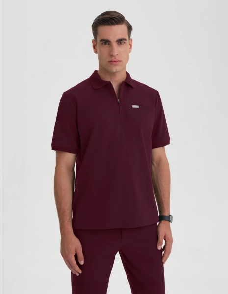Pánska Lekárska Mikina Polo - BURGUNDY