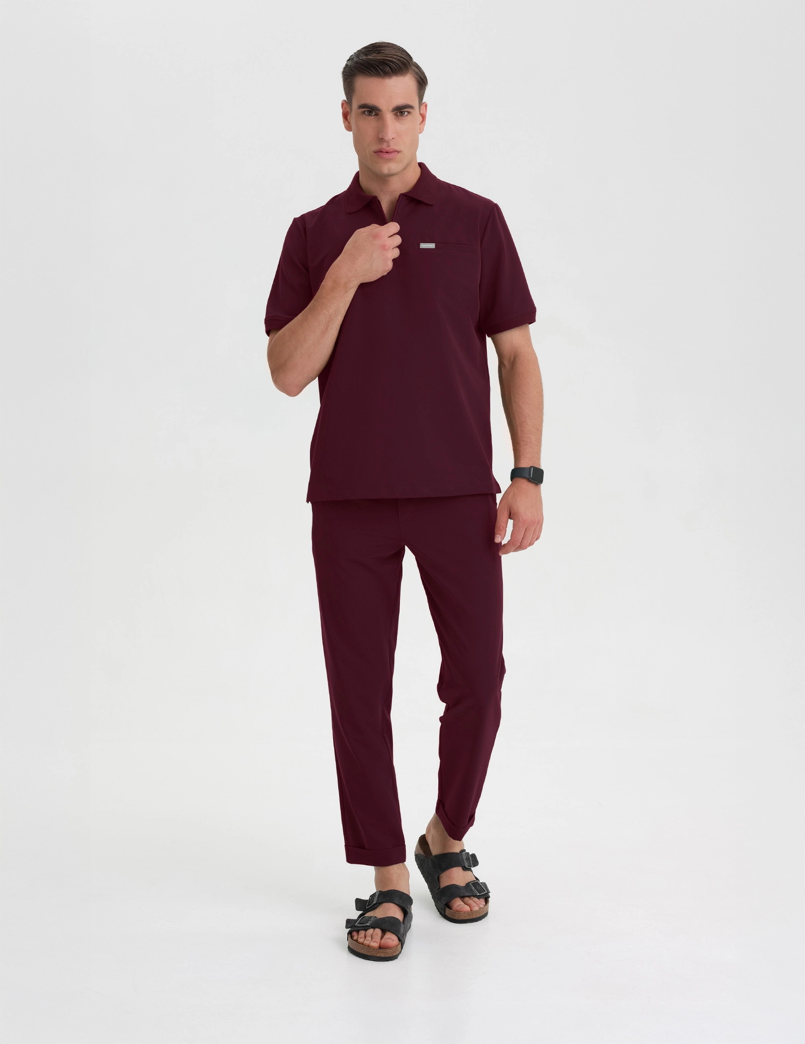 Pánska Lekárska Mikina Polo - BURGUNDY