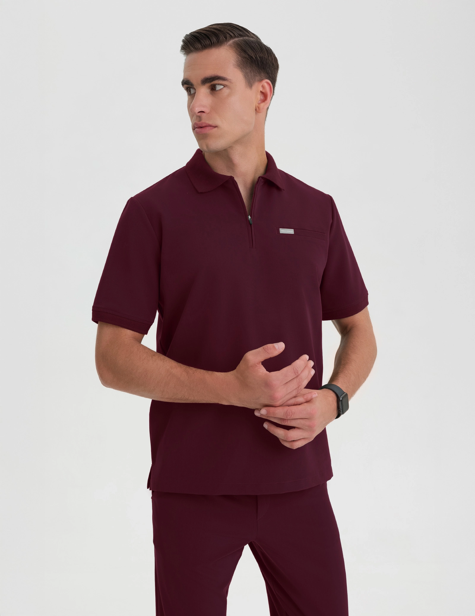 Pánska Lekárska Mikina Polo - BURGUNDY