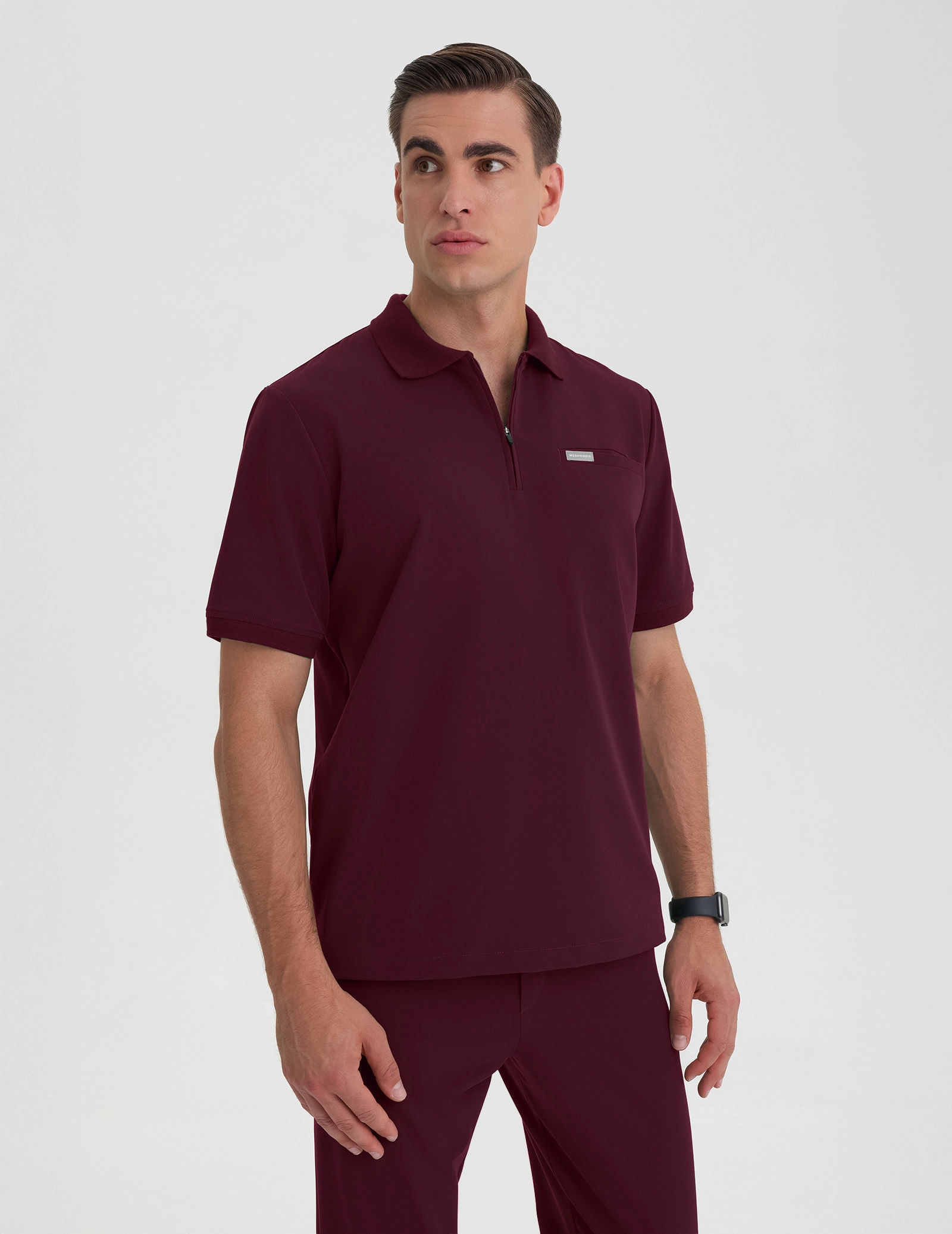 Pánska Lekárska Mikina Polo - BURGUNDY