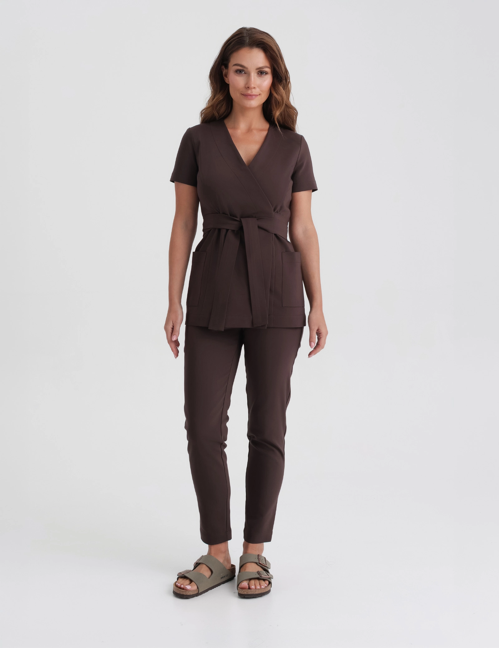 Dámske Lekárske Nohavice Slim Fit - ESPRESSO